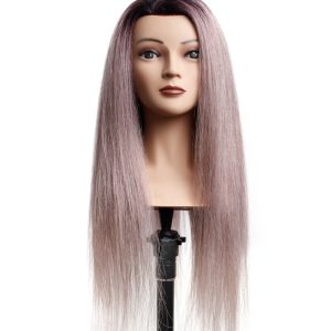 Cap de manechin cu păr - Cap Manechin par natural, L’IMAGE, 60 cm, LUNA Competition vopsit Balayage Perla Mov