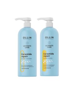 - Set Par, OLLIN CERAMIDES, Sampon & Balsam, 1000ml, Reparator si Hidratant, cu extract de Ceramide